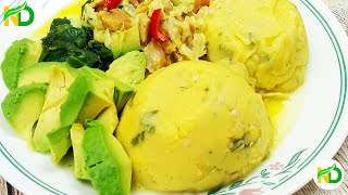 How to make the National Dish of Antigua and Barbuda Fungee amp Cod fish in coconut milk [upl. by Meter636]