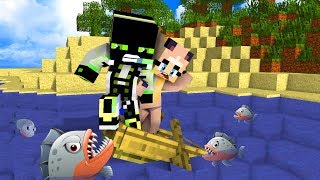 ROMAN UND ICH WERDEN VON PIRANHAS GEJAGT Minecraft DeutschHD [upl. by Diane]