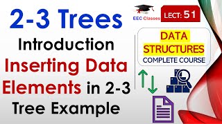 L51 23 Trees Introduction  Inserting Data Elements in 23 Tree Example  Data Structures Lectures [upl. by Kiefer248]