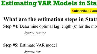 Stata13 VAR Estimation and Discussions var Johansen lags serialcorrelation normality [upl. by Teryn978]