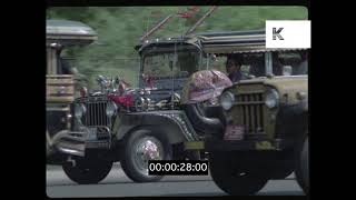 Jeepneys Traffic in 1970s Manila Philippines 35MM [upl. by Limak]