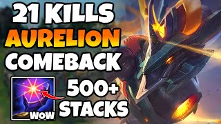 21 Kills 500 Stardust 900 AP Aurelion Sol comeback [upl. by Brod]