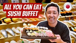 ALL YOU CAN EAT Sushi Buffet 🇯🇵 HINA SUSHI SHINJUKU 🍣 Best Sushi Restaurant in Tokyo Japan [upl. by Jayme]