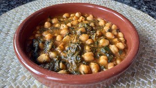 GARBANZOS CON ESPINACAS Receta rápida en 20 minutos está lista [upl. by Kelton]