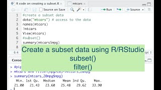 Create a subset data using R subset in R filter function from dplyr [upl. by Roanna]