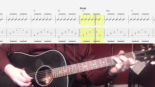 Hallelujah Easy Chords Guitar Tab and Play Along Picking [upl. by Titus]