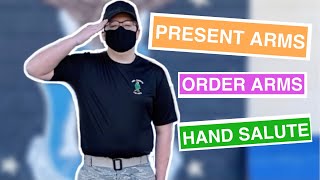 Salutes Tutorial Present Arms Order Arms Hand Salute [upl. by Ailemak890]