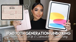 iPad 10th Generation Unboxing and Accessories Haul ♡ Set Up  Customization Aesthetic ASMR [upl. by Atinuj]