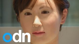 A robot receptionist starts work in Tokyo [upl. by Nashbar]