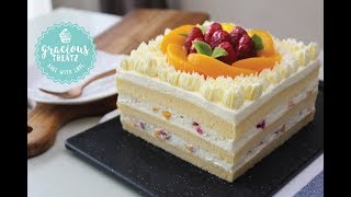 Cotton Soft Vanilla Sponge Peach Cake [upl. by Adalie848]