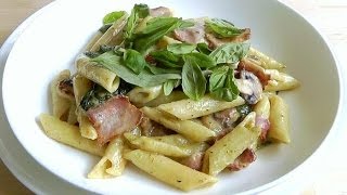 How to Make Creamy Pasta Bacon Mushroom Quick simple recipe [upl. by Ydnas]