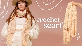 How to Crochet a Chunky Scarf ⁠— Easy for Beginners [upl. by Aihcila]