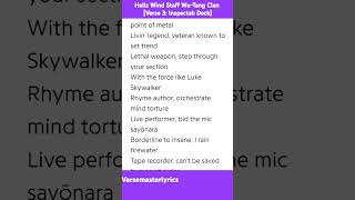 Hellz Wind Staff WuTang Clan Verse 3 Inspectah Deck hiphop rap lyrics wutangclan [upl. by Meares]