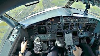 Boeing 737400 Cockpit Approach amp Landing at Thessaloniki  Pilots view GoPro [upl. by Alemat]