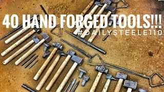 MAKING 40 HAND FORGED BLACKSMITHING TOOLS [upl. by Aihseken]