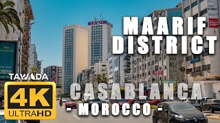 MAARIF district to Ain diab corniche walk  Casablanca Morocco 4K UHD [upl. by Chrissa40]