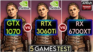 GTX 1070 vs RTX 3060 Ti vs RX 6700 XT  5 Games Test  Gpus War [upl. by Gellman]