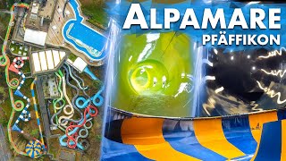 All Water Slides at Alpamare Pfäffikon  4K Onride POV [upl. by Noyart]