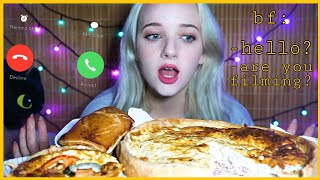 🇨🇵 French quiche lorraine amp pâté lorrain mukbang 🥧 feat boyfriend 📞 [upl. by Jonna142]