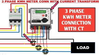 3 PHASE ENERGY METER CONNECTION WITH CT CT OPERATED ENERGY METER CONNECTION [upl. by Nolyarg]