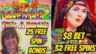 32 amp 25 Spin Bonuses on Lobstermania 2 amp Mighty Cash Hope [upl. by Auhso]