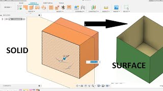 Convert Solid to Surface  fusion 360 Tutorial [upl. by Macleod]