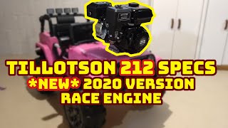 Tillotson 212r specs NEW 2020 version 212 race engine go kart and mini bike performance parts [upl. by Ahsieket]