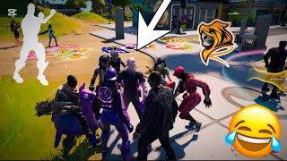 Emote Battles With “Dark Ruby” Skin in Fortnite Party Royale He want a 1v1 after losing😅 [upl. by Hubsher]