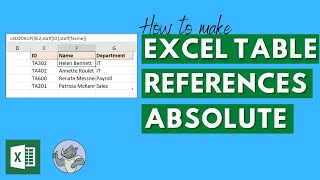 Excel Tables  Absolute Column and Cell References [upl. by Anelet916]