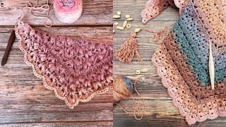 Puff Garden Shawl  UPDATED Crochet Tutorial  RIGHT HANDED [upl. by Greggs]