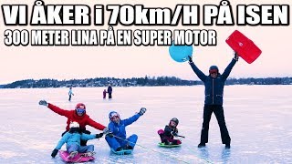 VI ÅKER I 70kmH PÅ ISEN 300 METER LINA PÅ EN SUPER MOTOR [upl. by Myrwyn518]