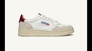 AUTRY MEDALIST LOW SNEAKERS IN LEATHER AND SUEDE COLOR WHITE RED AULM LS43 [upl. by Rambert]