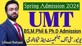 UMT  University of Management amp Technology Lahore amp Sialkot  Admissions Spring 2024 [upl. by Hessler254]