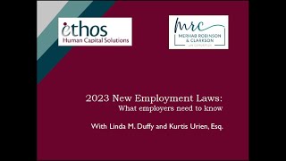 2023 New Employment Laws What Employers Need to Know Recorded December 1 2022 [upl. by Bannister]