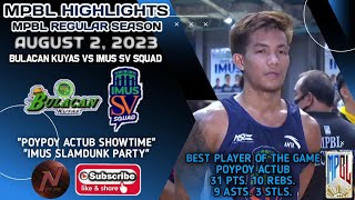 MPBL HIGHLIGHTS BULACAN KUYAS VS IMUS SV SQUAD AUGUST 2 2023 [upl. by Annez484]