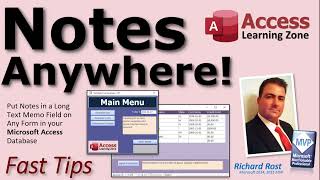 Notes Anywhere Put Notes in a Long Text Memo Field on Any Form in your Microsoft Access Database [upl. by Valora]