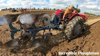 1961 Massey Ferguson 65 33 Litre 4Cyl Diesel Tractor 58HPwith Ransomes Plough Hallaton Ploughing [upl. by Ydoow]