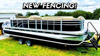 Installing Brand New Fencing on a Party Pontoon Boat  Episode 6 [upl. by Ilam]