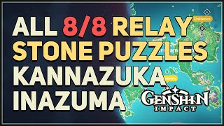 All 8 Kannazuka Relay Stone Puzzles Genshin Impact [upl. by Enillebyam]