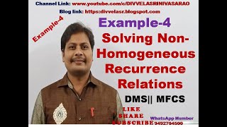 Example4 Solving NonHomogeneous Recurrence Relation  Solving Recurrence Relations  MFCS  DMS [upl. by Moya]