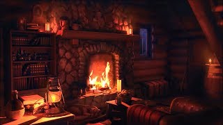 Wood Cabin Ambience  Heavy Blizzard Sounds for Sleep Relaxation amp Study with Fireplace Sounds [upl. by Sivolc]