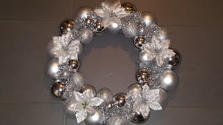 How to make an EASY ChristmasHoliday Ornament Wreath using only DollaramaDollar Store decor  DIY [upl. by Atiral]