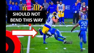 Tyler Higbee Knee Injury Reaction [upl. by Nemzzaj]