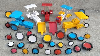 Diy model tractor frent yellow colour small tyres fitting Tractor video [upl. by Adnorahc]