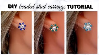 DIY stud earrings  The easiest stud earrings pattern [upl. by Beshore]