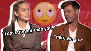 Brie Larson annoying Chris Hemsworth for 13 minutes straight [upl. by Akkin]