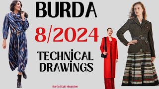 Burda Style 82024 Technical Drawings Full Line [upl. by Enahs]