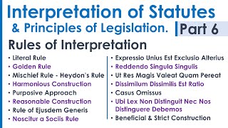 Interpretation of Statutes amp Principles of Legislation LLB Syllabus Revision Notes Lecture  Part 6 [upl. by Arrol]