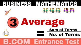 3 Average  BUSINESS MATHEMATICS  BCom Entrance Test [upl. by Lazare]