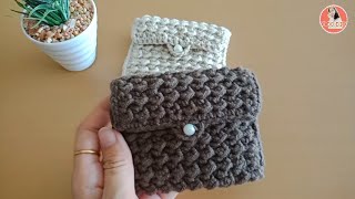 Easy wallet crochet for beginners  How to crochet small wallet tutorial [upl. by Uis]